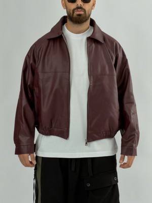 Cocopelli Bordo Bomber Erkek Deri Ceket COC3471