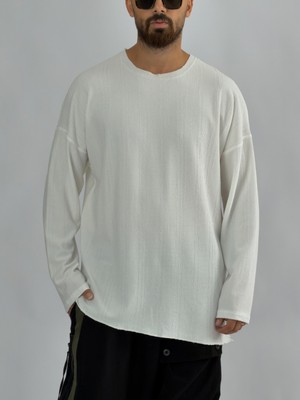 Cocopelli Beyaz Asimetrik Erkek Sweatshirt COC3458