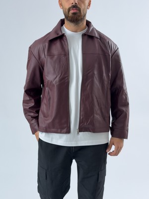Cocopelli Bordo Deri Erkek Ceket COC3491