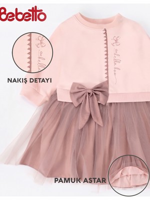 Bebetto Üç Ip Elbise (Bella Bow) Gül Kurusu