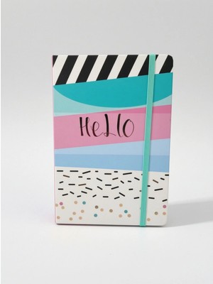 Mare Accessories Hello Yazılı Renkli En 14,5 cm Boy 20.5 cm Çizgili Defteri