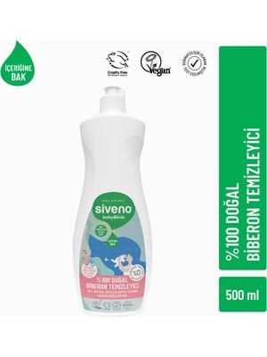 Siveno %100 Doğal Emzik & Biberon Temizleyici Elde Bulaşık Sabunu Bitkisel Nemlendirici Vegan 500 ml