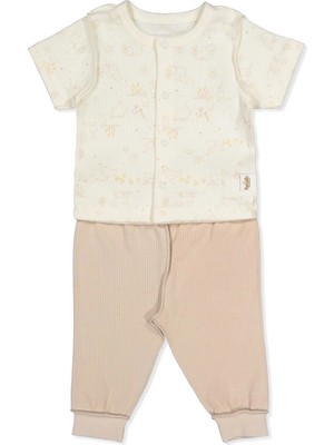 Bebetto Organik Raporlu Interlok Patiksiz Mini Pijama (Organıc Farm) Bej