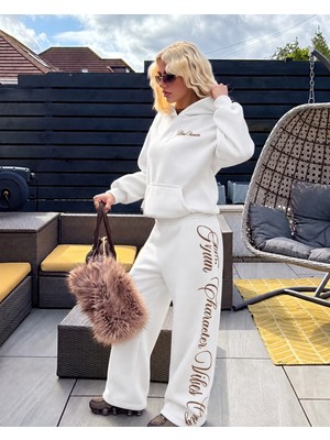 Macklin Unisex Kadın Erkek Martini Girl Baskılı Oversize 3 Iplik Kapüşonlu Sweatshirt ve Jogger Eşofman Altı