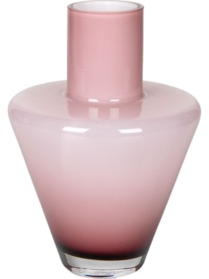 Herdekora Dekoratif Cam Vazo Silindir Boyunlu Pembe 17X24 Cm.