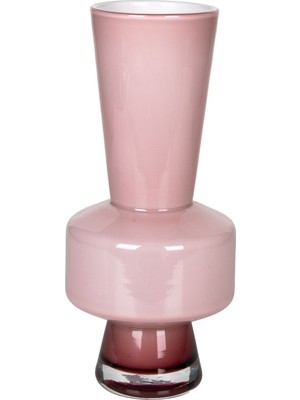 Herdekora Dekoratif Cam Vazo Silindir Boyunlu Pembe 14X33 Cm.