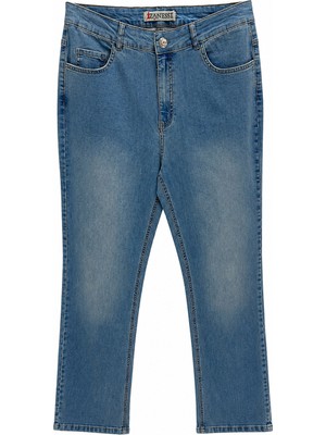 Zanessi Büyük Beden Fermuarlı Denim  Kadın Pantolon