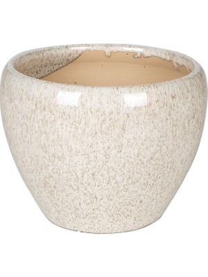 Herdekora Dekoratif Benekli Seramik Saksı Bej-Kahverengi 22X10,5 Cm.