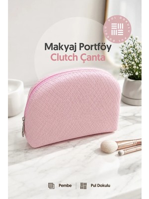 Lizy's Kadın Yarım Ay Model Desenli Aroma Kokulu Makyaj Çantası Portföy Clutch Çanta – 23X15 cm
