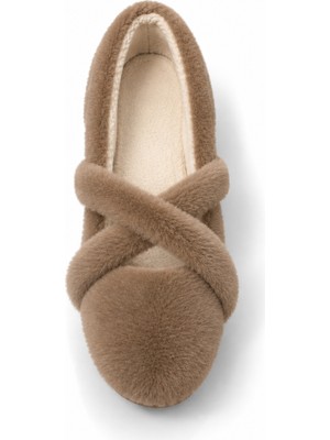 Nazar Shoes Ultra Yumuşak Bantlı Peluş Kadın Ev Babeti