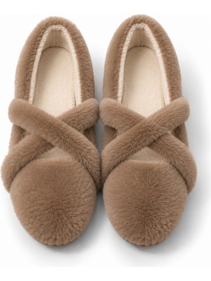 Nazar Shoes Ultra Yumuşak Bantlı Peluş Kadın Ev Babeti