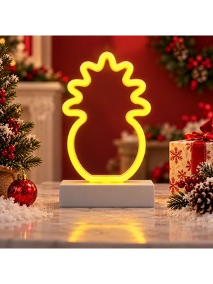Kuzey Oyuncak 1 Adet Neon LED Işıklı Ananas Işıklı Yılbaşı Ağacı Süsleri Pıneapple LED Light Işıklı Noel Dekoru