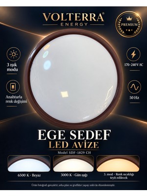 Ege Sedef SDF-1829 Ch 3 Renkli LED Tavan Armatürü – Anahtarla Değişen 3000K 4000K 6500K Işık