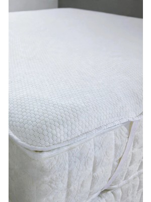 Elovias Sıvı Geçirmez 4 Köşe Lastikli Honeycomb Desenli Yatak Alezi | Nefes Alan Microfiber Yatak Koruyucu Alez Beyaz | Tek Kişilik - Çift Kişilik