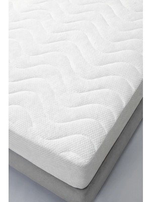 Elovias Sıvı Geçirmez Elyaf Dolgulu Kapitone Honeycomb Desenli Fitted Bazalı Yatak Alezi | Nefes Alan Microfiber Yatak Koruyucu Alez Beyaz | Tek Kişilik - Çift Kişilik