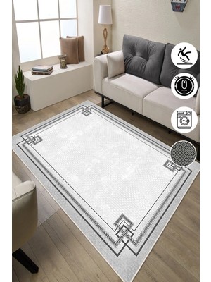 Pelura Halı Modern Çerçeve Desenli Baskılı Kaymaz Yıkanabilir Salon Oturma Odası Mutfak Yatak Odası Halısı Yolluk