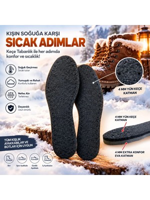 ipekbazaar Yün Keçe Ayakkabı Tabanı, Kışlık Ayakkabı Keçesi Tabanlık