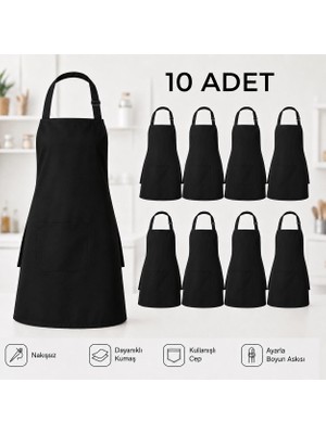 Lookmt Moda Siyah Renk Ayarlanabilir Askılı Tek Cepli Kasap Önlüğü Mutfak Önlüğü Aşçı Önlüğü Barista Önlüğü
