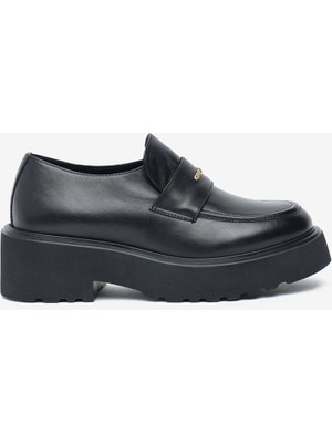 Greyder Kadın Siyah Hakiki Deri Loafer Ayakkabı 5K2CA35273