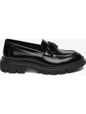 Greyder Kadın Siyah Hakiki Deri Loafer Ayakkabı 5K2CA35160