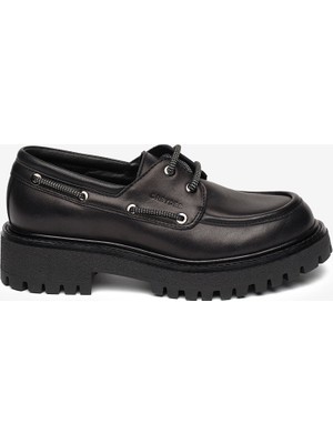Greyder Kadın Siyah Hakiki Deri Loafer Ayakkabı 5K2CA35344