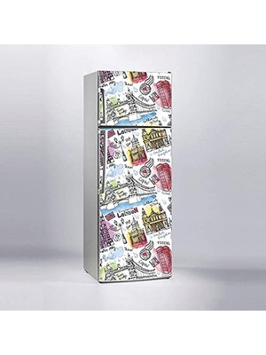 Londra Temalı Buzdolabı Sticker Kaplama