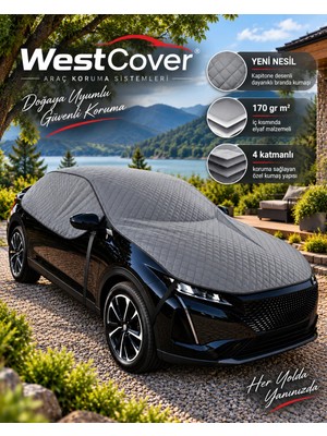 WestCover Hyundai I20 Hb Uyumlu Gri Yeni Nesil Kapitone-Ekstra Dayanıklı Oto Yarım Branda-Premium Yarım Oto Branda | 4 Mevsim Dolu,kar,güneş, Yağmur ve Uv Korumalı
