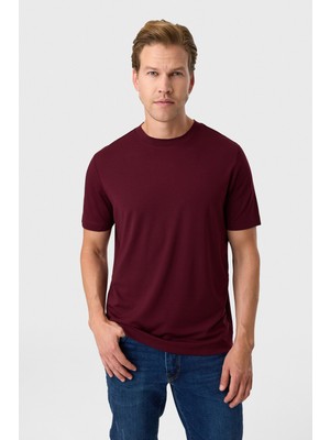 Back And Bond Regular Fit Bordo Bisiklet Yaka Tişört