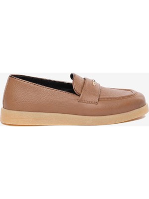 Greyder Kadın Taba Hakiki Deri Loafer Ayakkabı 5K2CA34385
