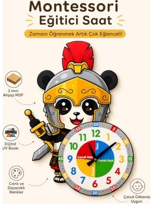 Montessori Çocuk Odası Eğitici Duvar Saati Beyaz 45 x 55 KARBONNM254