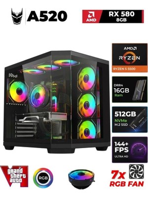Xgaming Warlord R5 5500 16GB Ddr4 512GB M.2 Nvme Rx 580 8gb Oyuncu Oem Set