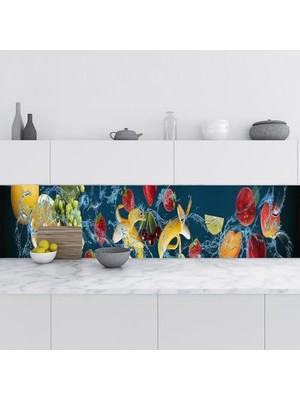 60X500 cm Mutfak Tezgah Arası Folyo Fayans Kaplama Folyosu Meyveler