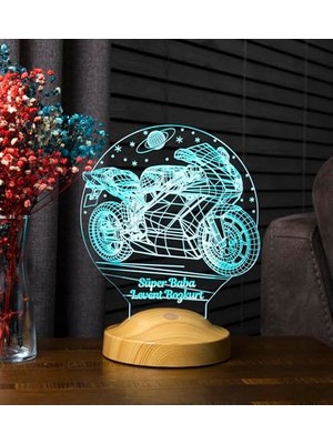 Babaya Hediye Motosiklet Racing, Motor Hayranına 3D LED Lamba