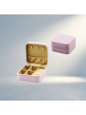 Aslanoğlu Store Şık Mini Takı Kutusu 10X10 cm 4 Bölmeli Suni Deri