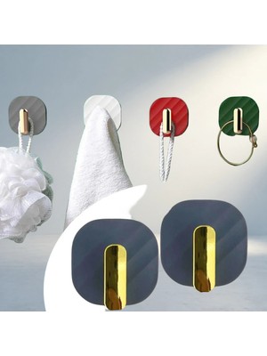Aslanoğlu Store Retro Tasarımlı Yapışkanlı Askılık 2'li Set Gri