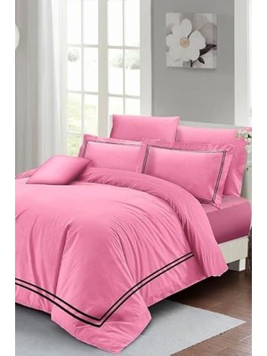 Çift Kişilik Luxury Pamuk Saten Pembe Nevresim Takımı MONOHOME24291