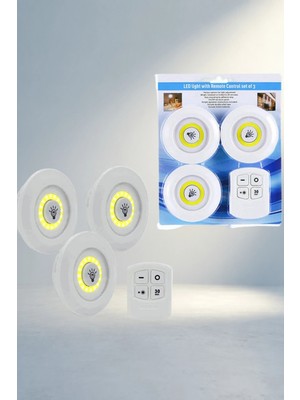 Aslanoğlu Store Kumandalı Kablosuz LED Spot Lambalar 3'lü Set Banyo ve Mutfak Için