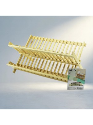 Aslanoğlu Store Şık Ahşap Bambu Bulaşık Tabaklık 46X33CM Tezgah Üstü