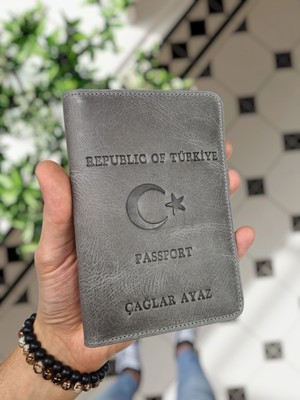 Visso 911 Hakiki Deri Isme Özel Pasaport Kılıfı