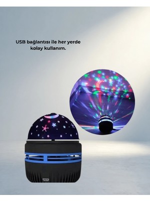 Aslanoğlu Store Döner Galaxy Işık Şovu Usb’li Projektör Lamba 10X7 cm