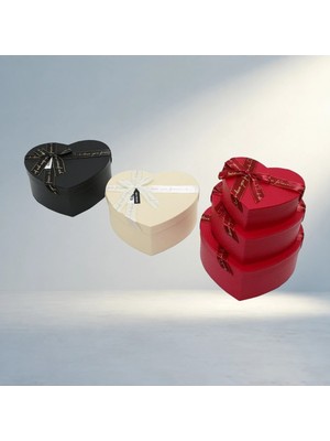 Aslanoğlu Store Renkli Kalp Hediye Kutusu 3 Adet 22X20-19X17-16X14CM