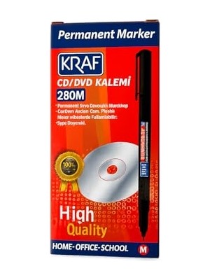 Permanent Cd/dvd Marker 280M Mavi Orta Uç, Cam-Plastik-Metal Yüzeyler Için, 12'li Paket