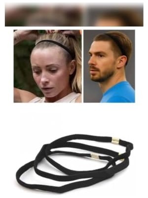 3 Adet Unisex Sporcu Saç Bandı Ince Yoga Bant Sporcu Bandı Siyah Lastik Saç Bandı