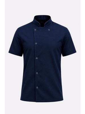 Lookmt Moda Unisex Lacivert Kısakollu Çıtçıtlı Aşçı Ceketi Şef Ceketi  Aşçı Saya
