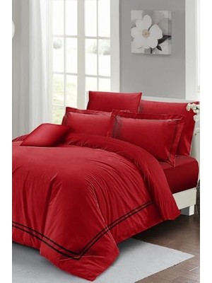Nevresim Takımı, %100 Pamuk Saten Çift Kişilik Luxury Kırmızı, MONOHOME35198
