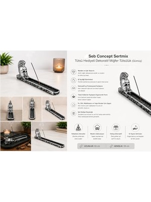 Gümüş Renkli Dekoratif Miğfer Tütsülük, Tütsü Hediyeli
