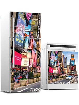 Times Newyork Desenli Beyaz Eşya Sticker Kaplama