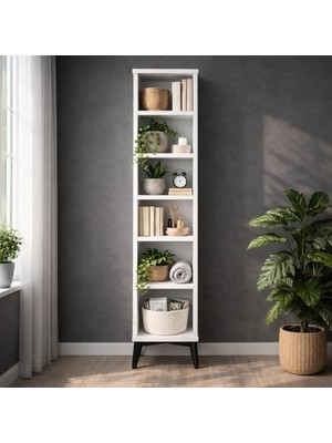 Çok Amaçlı Dolap (Genişlik 30 Cm) 6 Raflı Dar Kiler Dolabı Banyo Mutfak Balkon Için Ayaklı Depolama Dolabı (Beyaz, Derinlik 47 Cm)