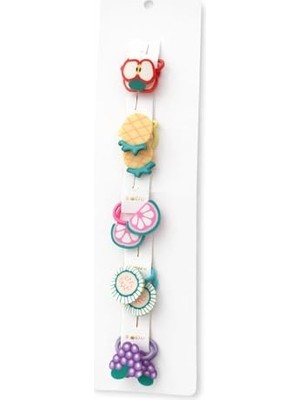 Kız Çocukları Için Pastel Tonlarda Çiçek Desenli 5 Çift Saç Tokası