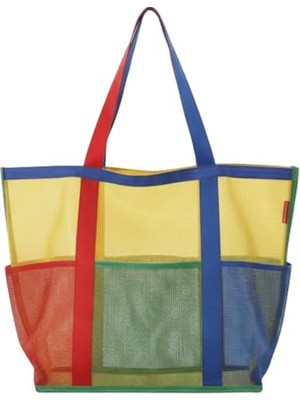 Color Pop 96 Limited Edition: 6 Cepli Çok Renkli File Plaj Çantası